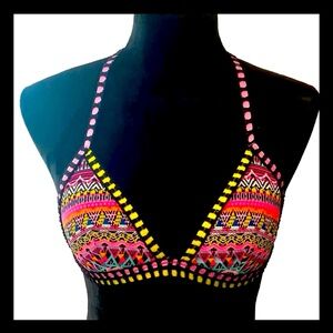 Victoria's Secret Neon Multi-ColorTinyTriangle Crochet Bikini Top XS